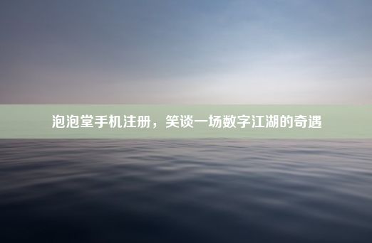 泡泡堂手机注册，笑谈一场数字江湖的奇遇